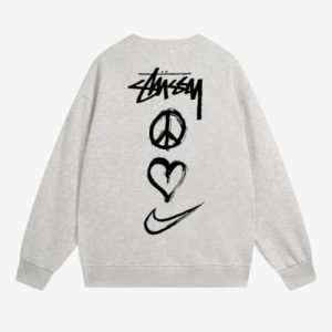 Nike X Stussy Peace Love Swoosh Grey Crew